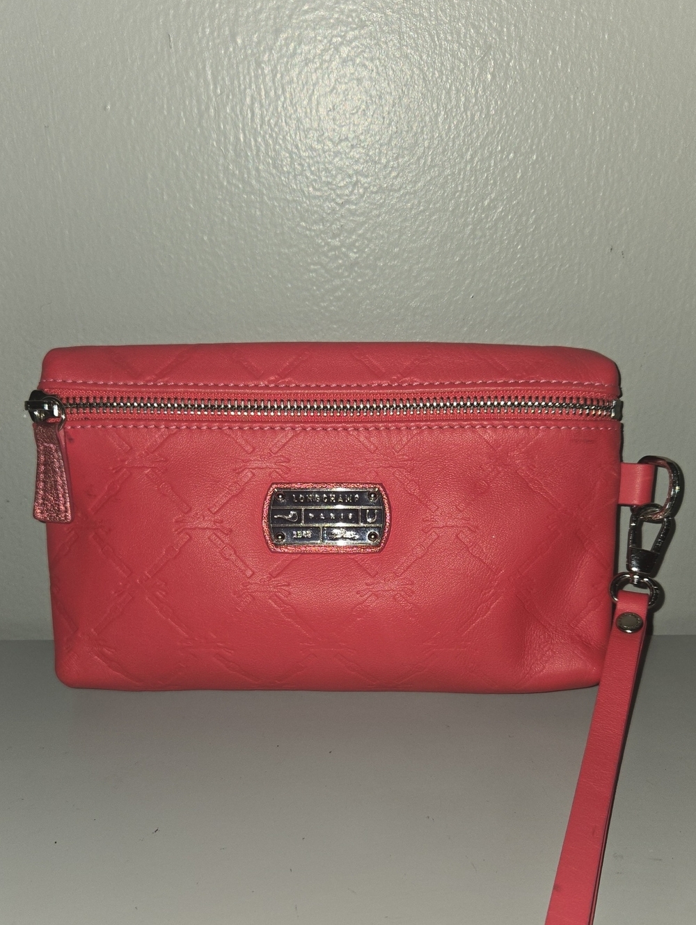 Longchamp Coral Embossed Wristlet Clutch